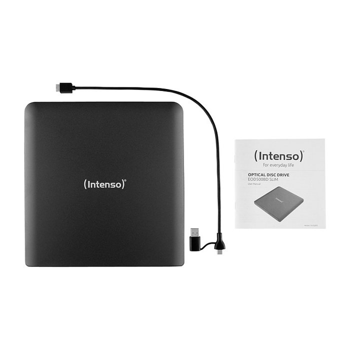 Intenso EOD 500BD Slim - Grabadora Blu-Ray ROM Externa USB 3.2 Gen1, Negra, para Sobremesa/Portátil