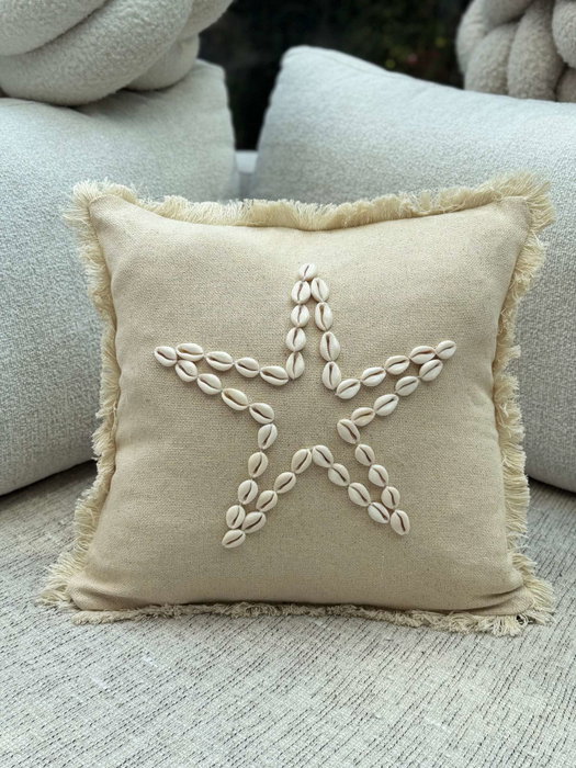 Aberto Design DEN006 Funda de Cojín Beige 43x43 cm - Algodón y Concha Marina Aberto Design DEN006 Funda de Cojín Beige 43x43 cm - Algodón y Concha Marina
