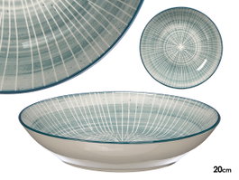 Vessia Plato Hondo de Cerámica Rayas Azul, 20 cm de Diámetro (Set de 24)