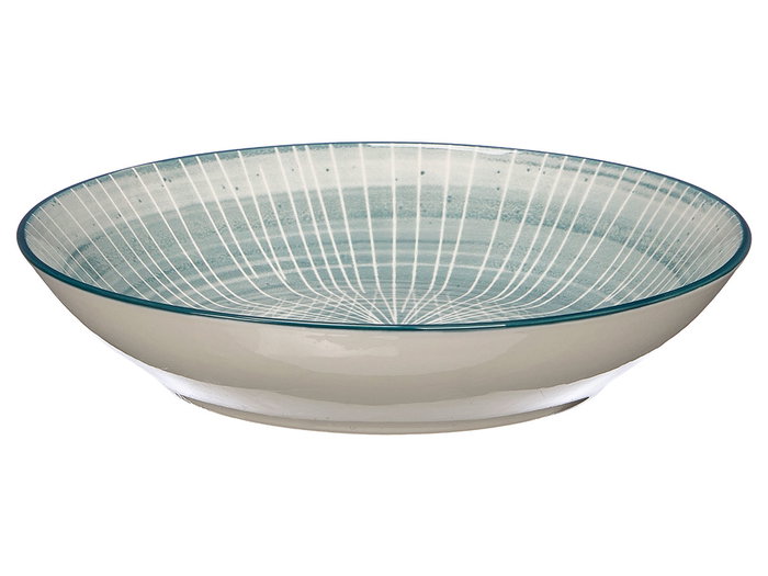 Vessia Plato Hondo de Cerámica Rayas Azul, 20 cm de Diámetro (Set de 24) Vessia Plato Hondo de Cerámica Rayas Azul, 20 cm de Diámetro (Set de 24)