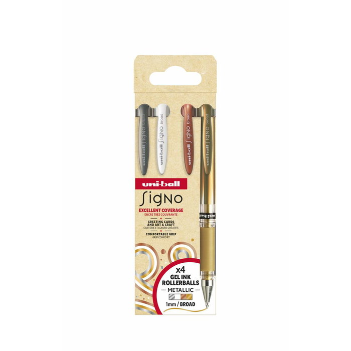 Uni-Ball Signo Broad UM-153 Rollerball de Tinta Gel, Set de 4 Colores Metálicos