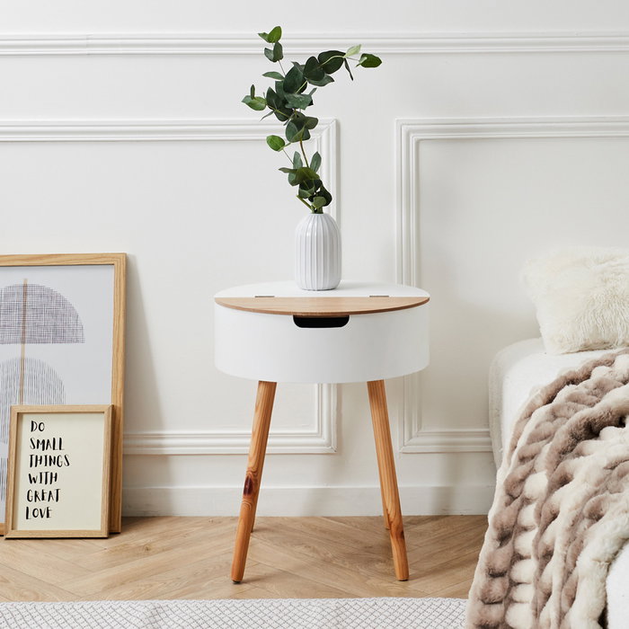 Home Deco Factory Mesa Cofre Blanca 45x54.5 cm