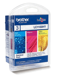Brother LC-1100HYRBWBP - Cartuchos de Tinta Cian, Magenta y Amarillo XL - Multipack de 3