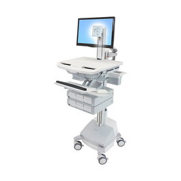 Ergotron StyleView - Carro Multimedia con Brazo Articulado para LCD SLA, 6 Cajones, Soporte hasta 24", Aluminio/Gris/Blanco, 16.8 kg