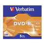 Verbatim DVD-R 4,7 GB 16x Pack de 5 Unidades