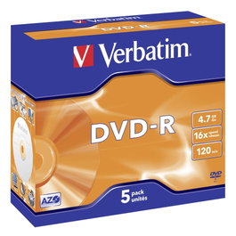 Verbatim Pack de 5 DVD-R 4,7 GB 16x con Jewel Case