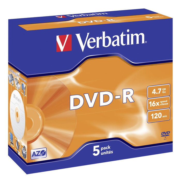 Verbatim DVD-R 4,7 GB 16x Pack de 5 Unidades Verbatim DVD-R 4,7 GB 16x Pack de 5 Unidades