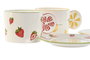 DKD Home Decor Taza Set con Plato Moderno Amarillo Rojo Porcelana 14 x 7.4 x 15 cm (6 Unidades) 210ml