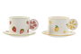 DKD Home Decor Conjunto de Taza y Platillo de Porcelana Frutas 2