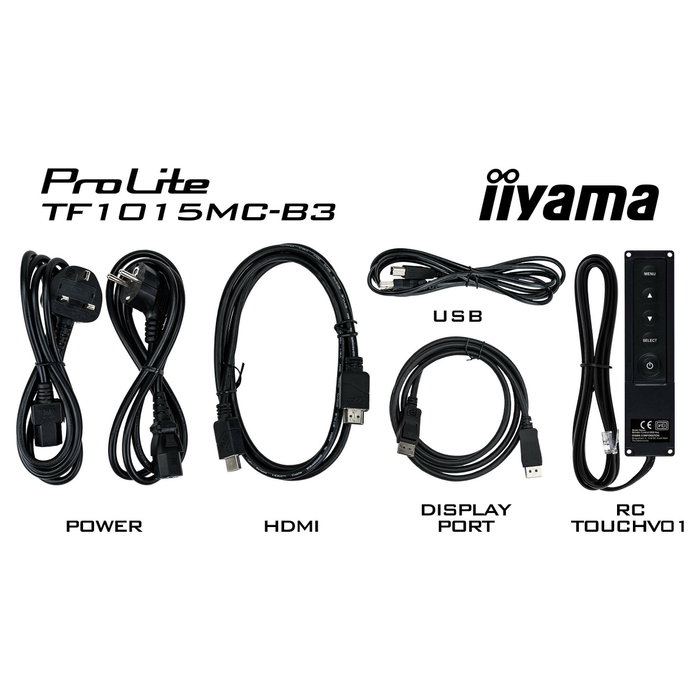 Iiyama TF1015MC-B3 Monitor Táctil IPS de 25.7 cm (10.1") Full HD 1280 x 800 16:10 con HDMI, DisplayPort, USB, Ethernet, VESA y 10 Puntos Táctiles, Negro