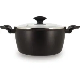 Menastyl 6020647 Horno Holandés de Aluminio Forjado 24 cm Negro Apto para Todo Tipo de Fuegos Incluida Inducción