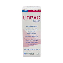 VITALFARMA Urbac Solución 150ml Complemento alimenticio Arándano Rojo, Mirtilo, Hibisco, Ortiga y Vitamina C