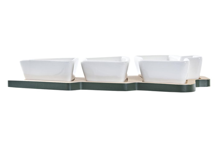 DKD Home Decor Set de Aperitivo Navidad Tradicional de Gres y Bambú Verde Blanco con Diseño Árbol - 4 Piezas DKD Home Decor Set de Aperitivo Navidad Tradicional de Gres y Bambú Verde Blanco con Diseño Árbol - 4 Piezas