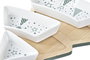 DKD Home Decor Set de Aperitivo Navidad Tradicional de Gres y Bambú Verde Blanco con Diseño Árbol - 4 Piezas