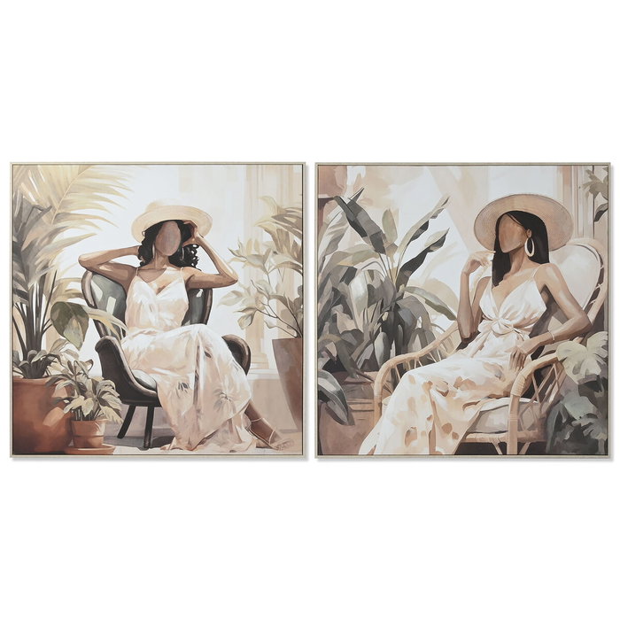 DKD Home Decor Cuadro Lienzo Chica Silla Surtido de 2 Piezas (100x100 cm) DKD Home Decor Cuadro Lienzo Chica Silla Surtido de 2 Piezas (100x100 cm)