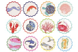 DKD Home Decor Posavasos de Dolomita Marino Surtido 12 Unidades