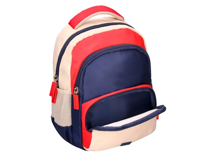 Liderpapel Mochila Escolar Multibolsillo Infantil Azul Marino Rojo Beige 350x110x270 mm