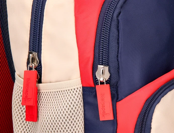 Liderpapel Mochila Escolar Multibolsillo Infantil Azul Marino Rojo Beige 350x110x270 mm