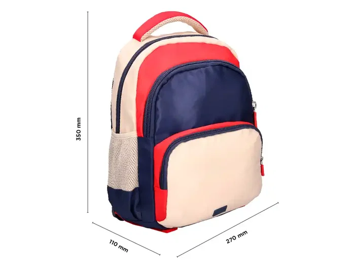 Liderpapel Mochila Escolar Multibolsillo Infantil Azul Marino Rojo Beige 350x110x270 mm