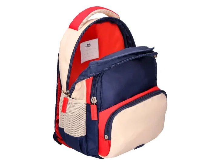 Liderpapel Mochila Escolar Multibolsillo Infantil Azul Marino Rojo Beige 350x110x270 mm