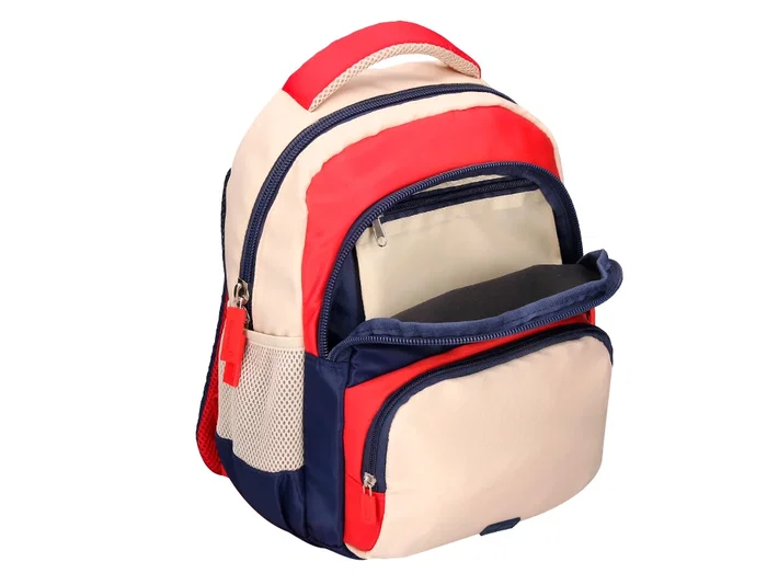 Liderpapel Mochila Escolar Multibolsillo Infantil Azul Marino Rojo Beige 350x110x270 mm