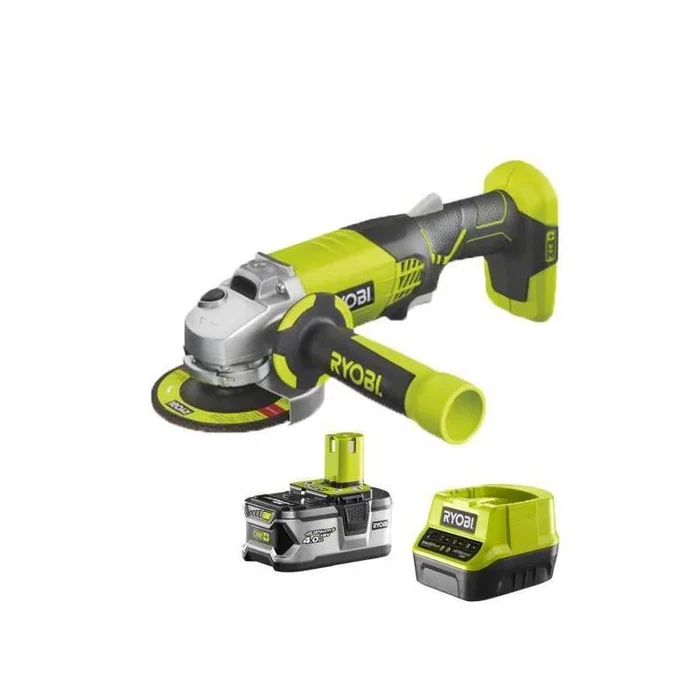 Ryobi Amoladora Angular R18AG-140S sin Cable 115mm 18V con Batería 4.0Ah y Cargador Bolsa de Transporte