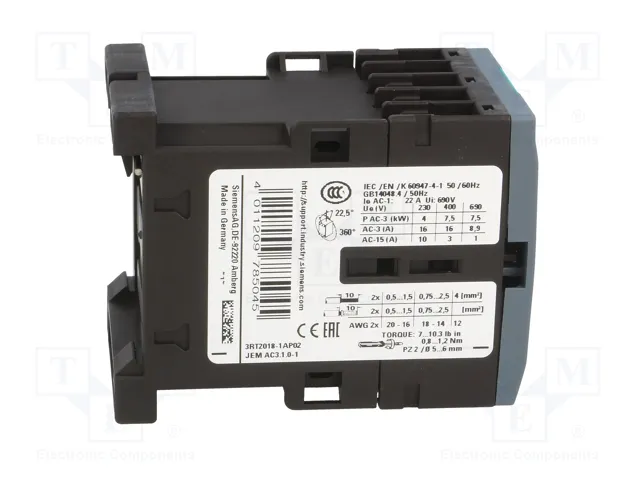 SIEMENS 3RT2018-1AP02 Contactor 3-polar 17A 230VAC SIEMENS 3RT2018-1AP02 Contactor 3-polar 17A 230VAC