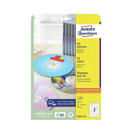 AVERY Zweckform L6043-25 Etiquetas para CD y DVD Ø 117mm