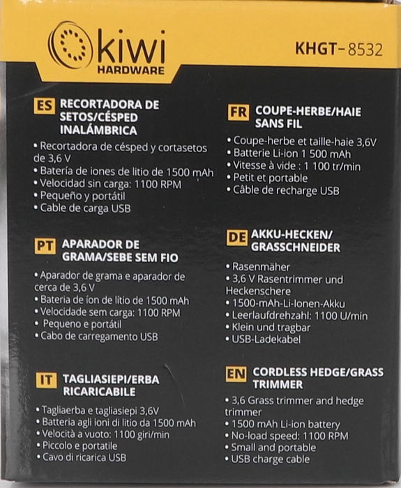 Kiwi Recortadora Setos/Cesped Inalambrica 7,2V-1100Rpm (4 Unidades)