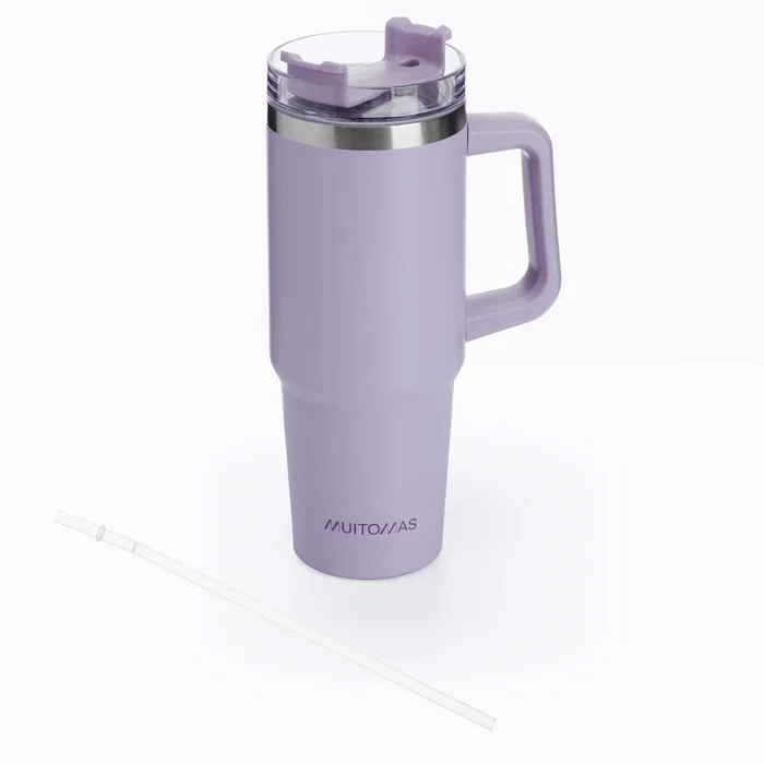 Muitomas Travelmug900VL Taza de viaje 900 ml Acero inoxidable doble pared con asa, Violeta