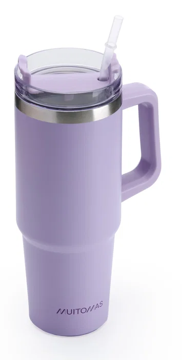 Muitomas Travelmug900VL Taza de viaje 900 ml Acero inoxidable doble pared con asa, Violeta