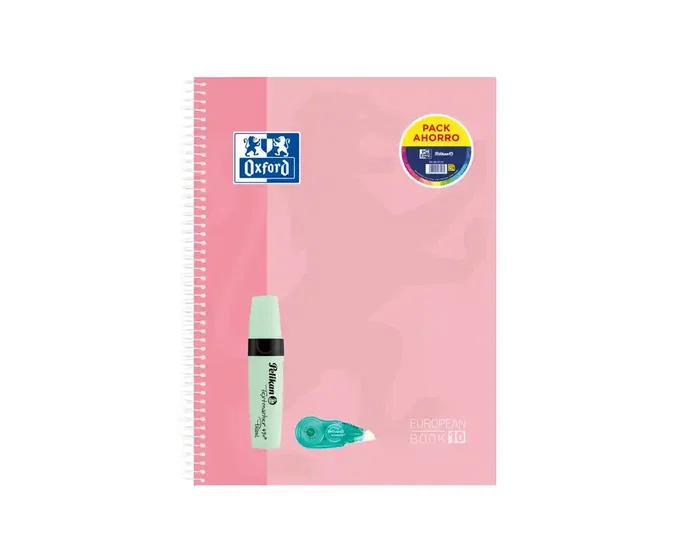 Oxford Pack Cuaderno Europeanbook 10 Touch A4+ 150h Cuadriculado 5x5 con Resaltador y Corrector Oxford Pack Cuaderno Europeanbook 10 Touch A4+ 150h Cuadriculado 5x5 con Resaltador y Corrector