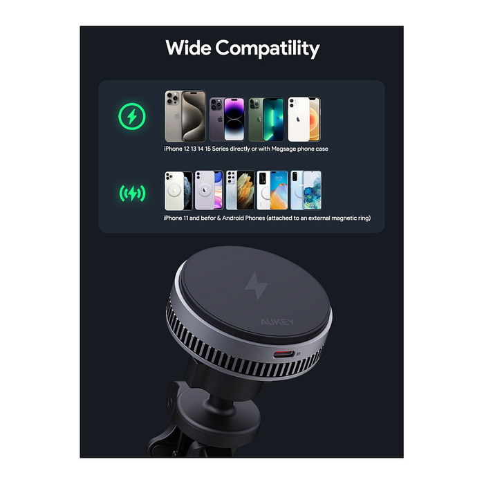 AUKEY HD-MC13 Soporte Activo Teléfono Móvil/Smartphone Coche Magnético Negro Gris