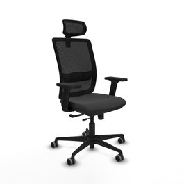 PIQUERAS Y CRESPO Silla de oficina Haches con mecanismo Sincro/Traslack, Gris oscuro y Negro
