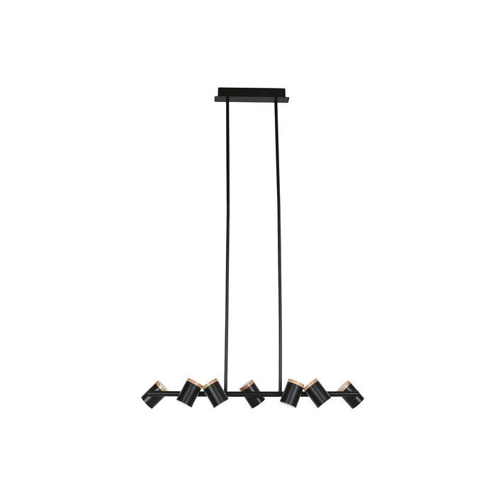 DKD Home Decor Lámpara de Techo de Metal y Madera Negra y Marrón con 7 Focos