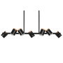 DKD Home Decor Lámpara de Techo de Metal y Madera Negra y Marrón con 7 Focos