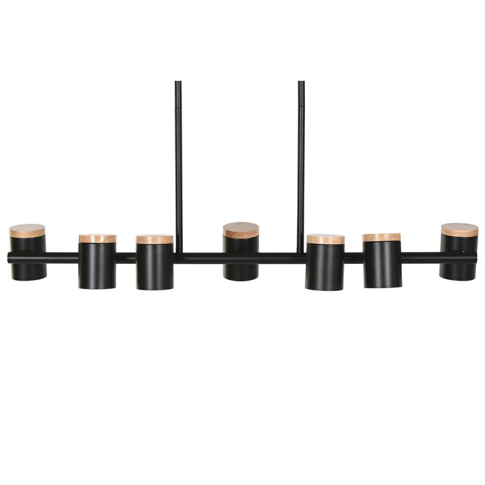 DKD Home Decor Lámpara de Techo de Metal y Madera Negra y Marrón con 7 Focos