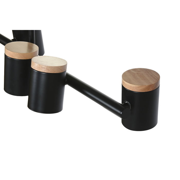 DKD Home Decor Lámpara de Techo de Metal y Madera Negra y Marrón con 7 Focos