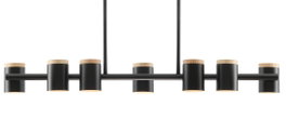 DKD Home Decor Lámpara de Techo de Metal y Madera Negra y Marrón con 7 Focos