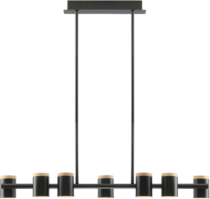 DKD Home Decor Lámpara de Techo de Metal y Madera Negra y Marrón con 7 Focos