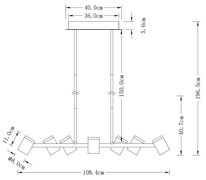 DKD Home Decor Lámpara de Techo de Metal y Madera Negra y Marrón con 7 Focos