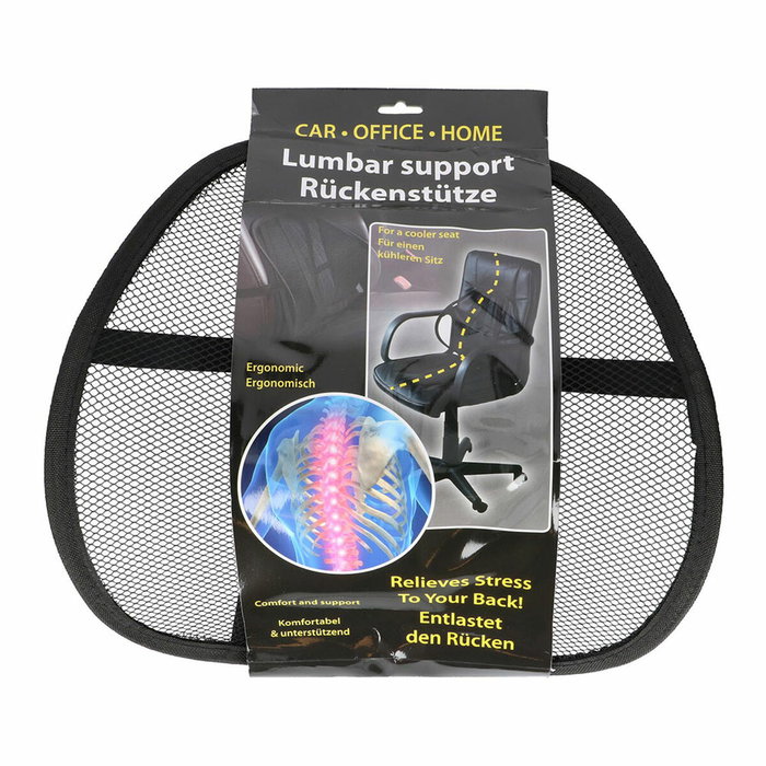 Basics Soporte lumbar de malla Negro 40 x 38 x 15 cm Basics Soporte lumbar de malla Negro 40 x 38 x 15 cm