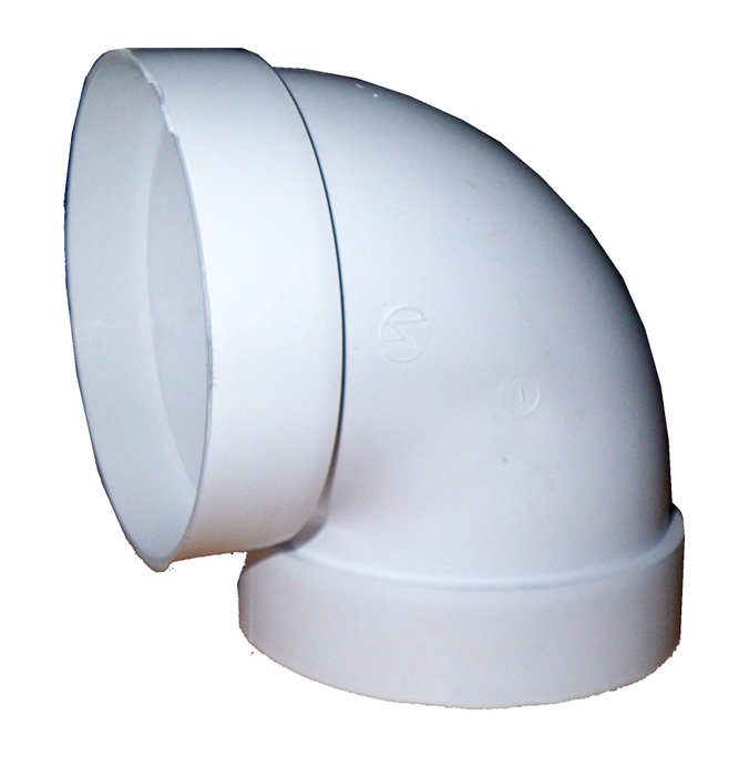 Codo Redondo de PVC Blanco a 90° para Salida de Humos 100 Codo Redondo de PVC Blanco a 90° para Salida de Humos 100