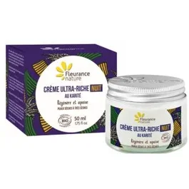 Fleurance Nature Crema de Noche Ultra Rica con Karité Bio 50ml - Ecocert COSMOS - Nutrición Intensa para Pieles Secas