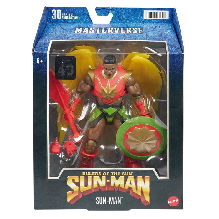 Mattel Figura Masters Of The Universe Masterverse Sun-Man 7 Pulgadas con Accesorios Articulada