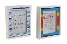 DKD Home Decor Hucha Blanco Azul MDF Cristal 4.5 x 24.5 x 19.5 cm (12 Unidades)