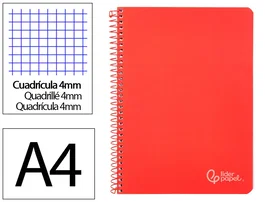 Liderpapel Cuaderno espiral Witty A4 tapa dura 80 hojas 90gr cuadro 4mm margen rojo