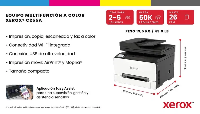 Xerox C255a Multifunción Láser Color A4 WiFi Xerox C255a Multifunción Láser Color A4 WiFi