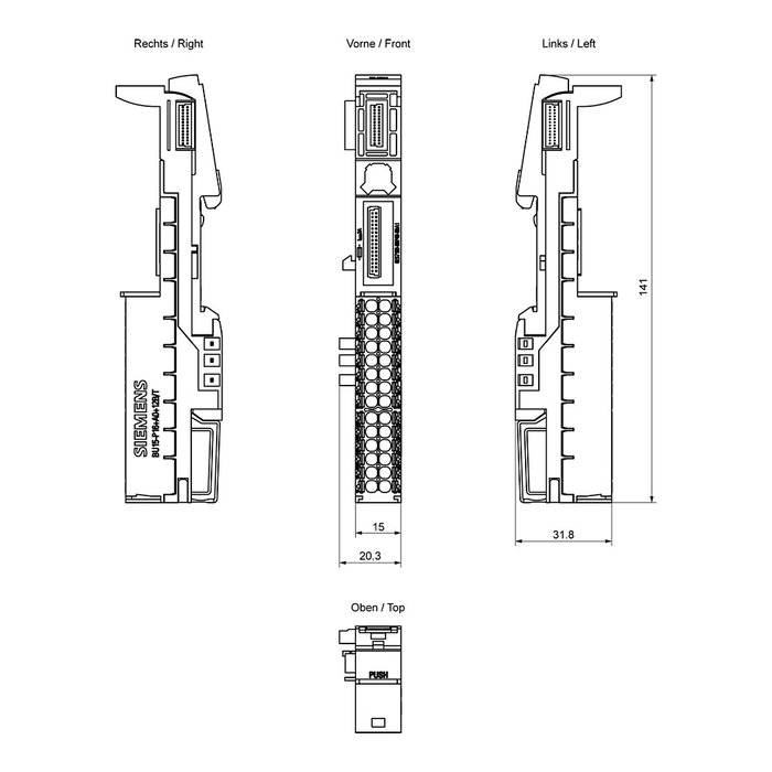 Siemens SIEM SIMATIC ET 200SP 6ES7193-6BP40-0BA1 BaseUnit BU15-P16+A0+12B/T Siemens SIEM SIMATIC ET 200SP 6ES7193-6BP40-0BA1 BaseUnit BU15-P16+A0+12B/T
