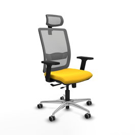 PIQUERAS Y CRESPO Silla de oficina Haches con mecanismo Sincro/Traslack Amarillo y Gris